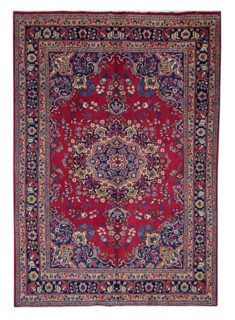 Maschhad Perserteppich 284 x 199 cm - 200.000 Knoten/m², florales Muster, handgeknüpft