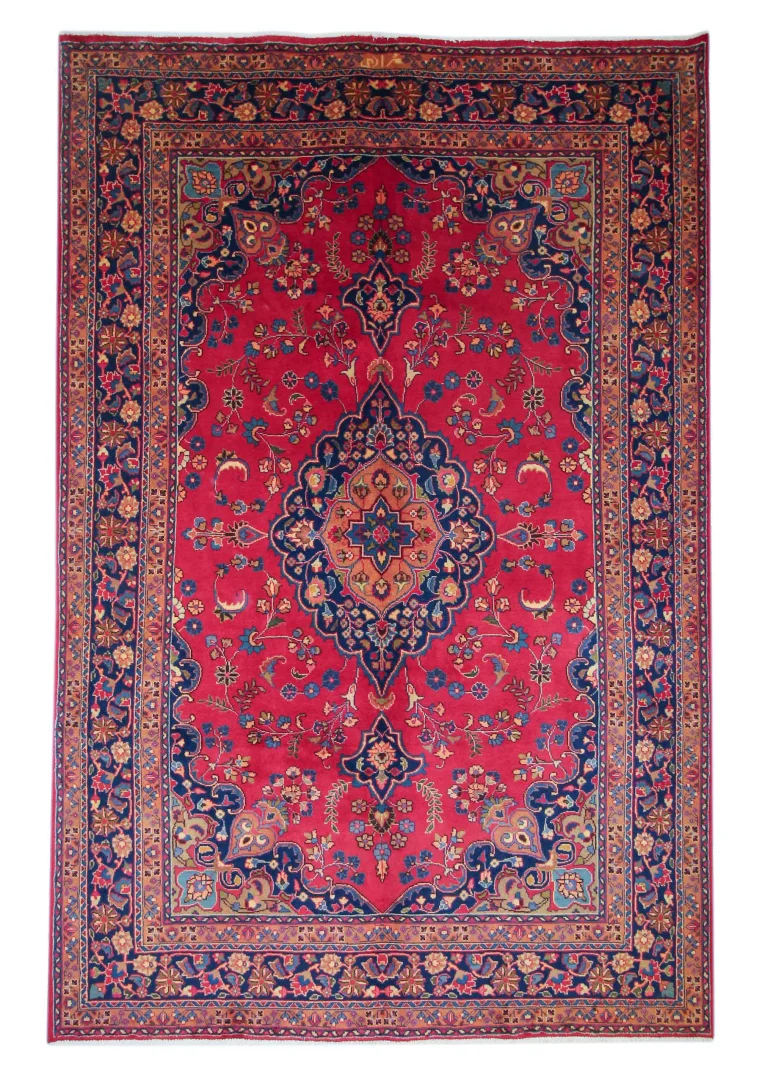 Maschhad Perserteppich 300 x 196 cm - 200.000 Knoten/m² - Florales Muster, handgeknüpft