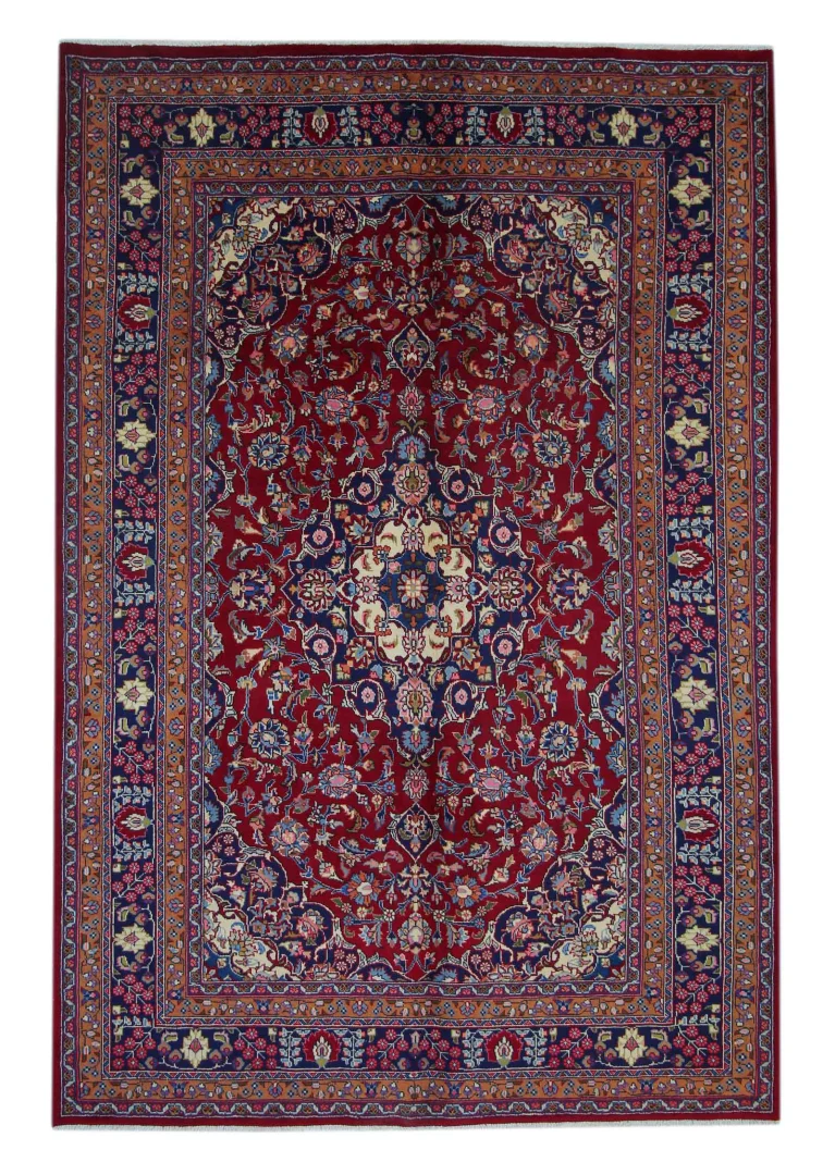 Maschhad Perserteppich 300 x 200 cm - Knotendichte: 200.000 Knoten/m², florales Muster, handgeknüpft