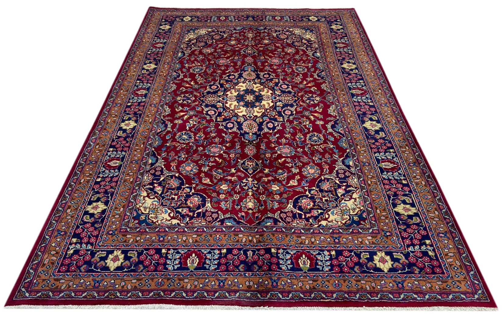 Maschhad Perserteppich 300 x 200 cm - Knotendichte: 200.000 Knoten/m², florales Muster, handgeknüpft