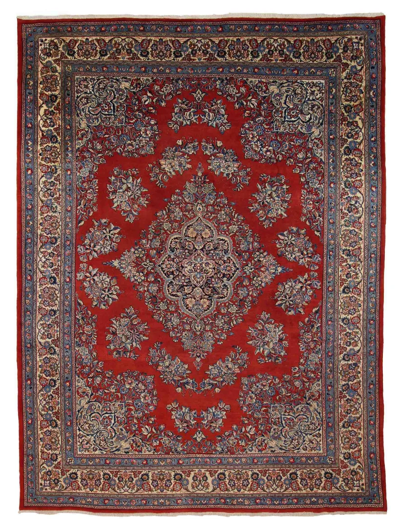 Sarough Farahan Perserteppich 330 x 250 cm - Knotendichte 200.000/m², florale Muster, handgeknüpft