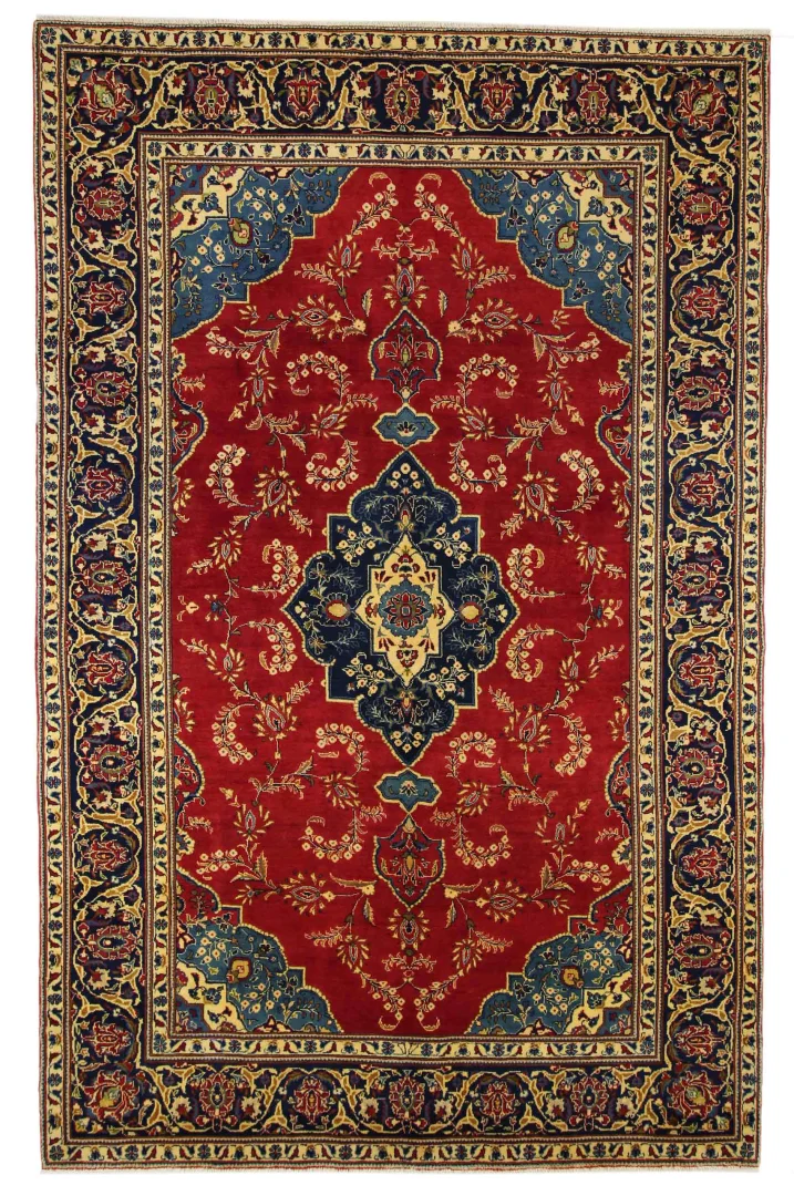 Keshan-Teppich 318 x 203 cm – 180.000 Knoten/m² – Hochwertige Schafwolle – Handgeknüpft – Perserteppich