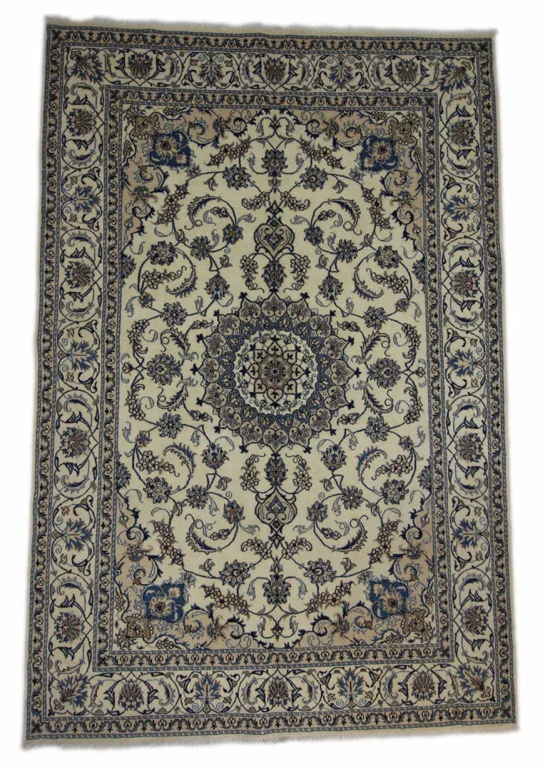Nain Teppich 292 x 194 cm 12-La (ca. 200.000 Knoten/m²) Florales Medaillon – Handgeknüpft – Perserteppich