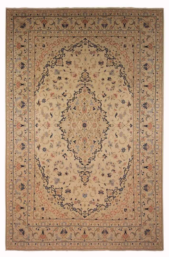 Keshan Perserteppich 370 x 243 cm - Hochwertige Wolle, Knotendichte 180.000 - Handgeknüpft