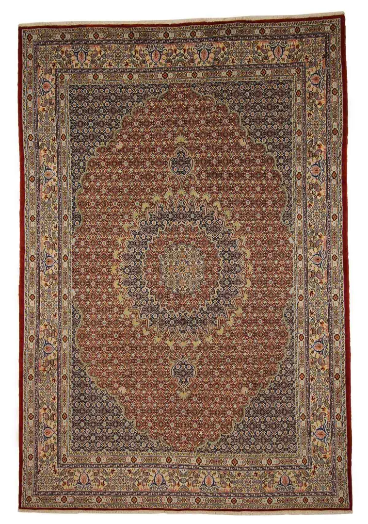 Moud Perserteppich 285 x 194 cm – 350.000 Knoten/m² – Medaillon Design – Handgeknüpft