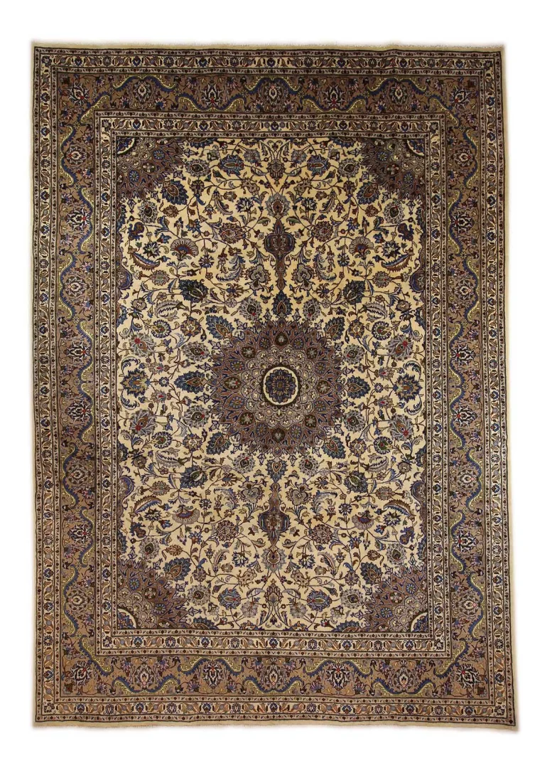 Kashmar Perserteppich 345 x 247 cm - 200.000 Knoten/m² - Zirkhaki-Muster - handgeknüpft