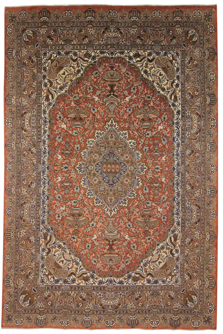 Kashmar Perserteppich 346 x 238 cm 200.000 Knoten/m²–Hochwertiger handgeknüpfter Teppich mit Zirkhaki-Muster und 200.000 - 300.000 Knoten/m²