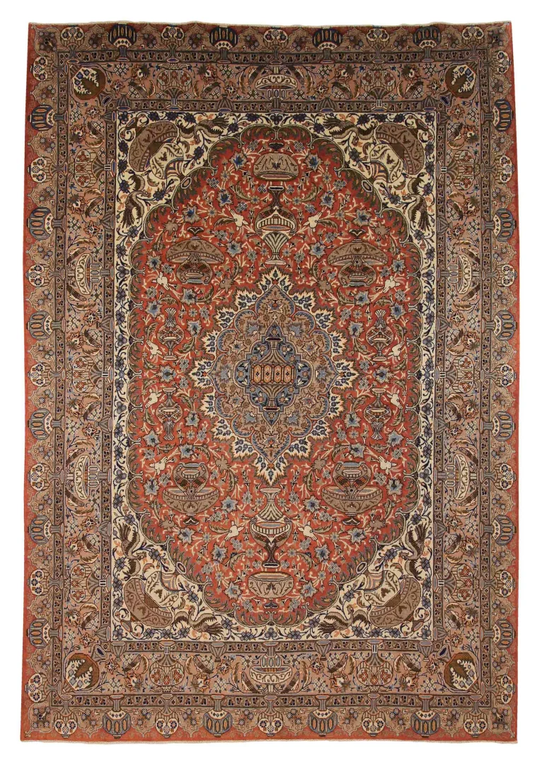 Kashmar Perserteppich 350 x 245 cm - 200.000 Knoten/m², Zirkhaki-Muster, handgeknüpft