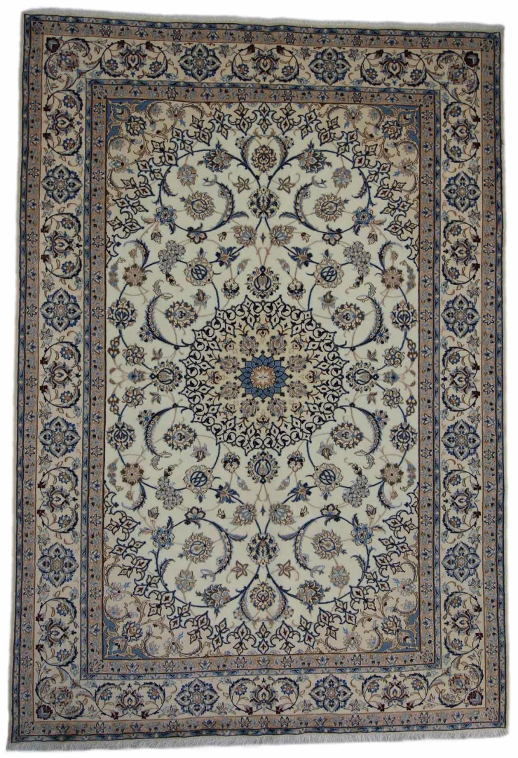 Nain Teppich 312 x 218 cm, 9-Lah 400.000 / m² – Klassisches florales Muster, handgeknüpft, Perserteppich
