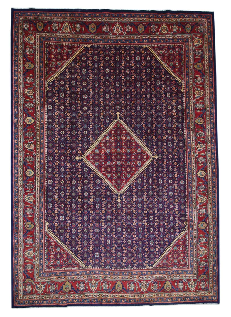 Mahal Teppich 380 x 266 cm – 100.000 Knoten/m² – Große Rosen und Tulpen – handgeknüpft – Perserteppich