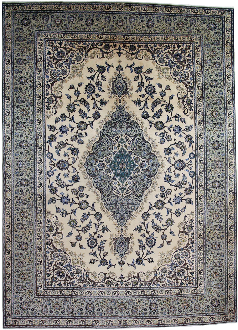 Keshan Perserteppich 410 x 295 cm - 180.000 Knoten/m², hochwertige Wolle, handgeknüpft