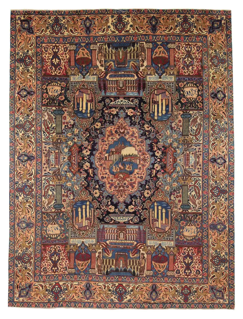 Kashmar Perserteppich 370 x 280 cm – 200.000 Knoten/m² – Zirkhaki-Muster – Handgeknüpft
