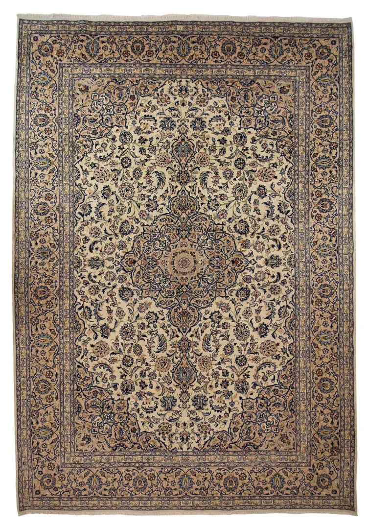 Handgeknüpfter Kerman Perserteppich | 430x297cm Medaillon mit floralen Motiven
