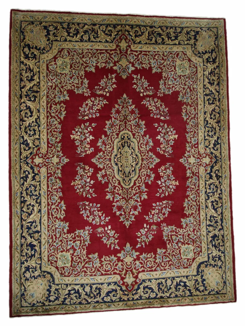 Kerman Perserteppich 359 x 268 cm – 300.000 Knoten/m², großes Medaillon, florale Bordüre, handgeknüpft