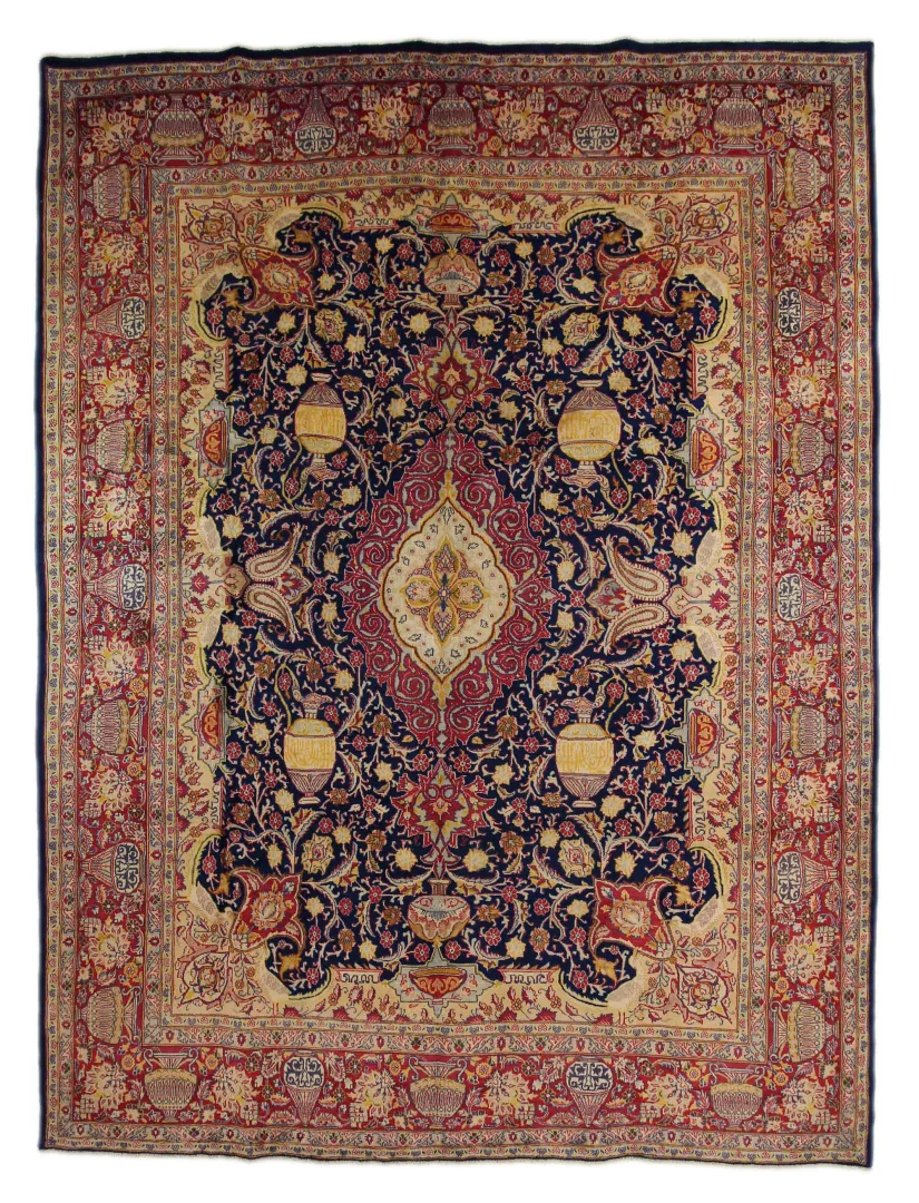 Kashmar Perserteppich 388 x 292 cm, Zirkhaki-Muster, 200.000 Knoten/m², handgeknüpft