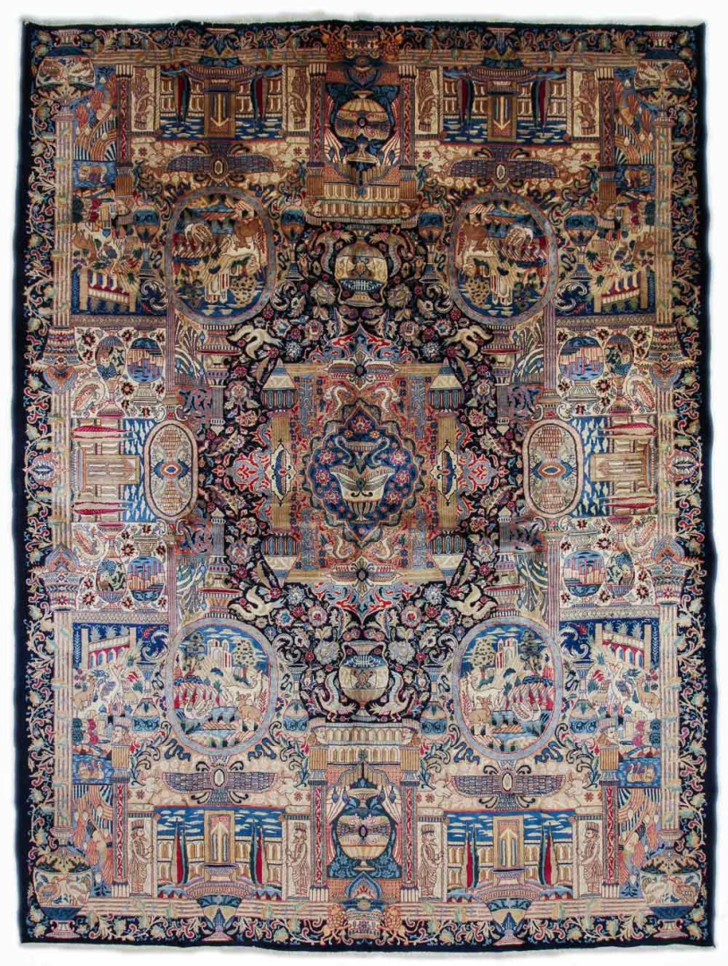 Kashmar Perserteppich 395 x 296 cm – Zirkhaki-Muster, 200.000 Knoten/m², handgeknüpft