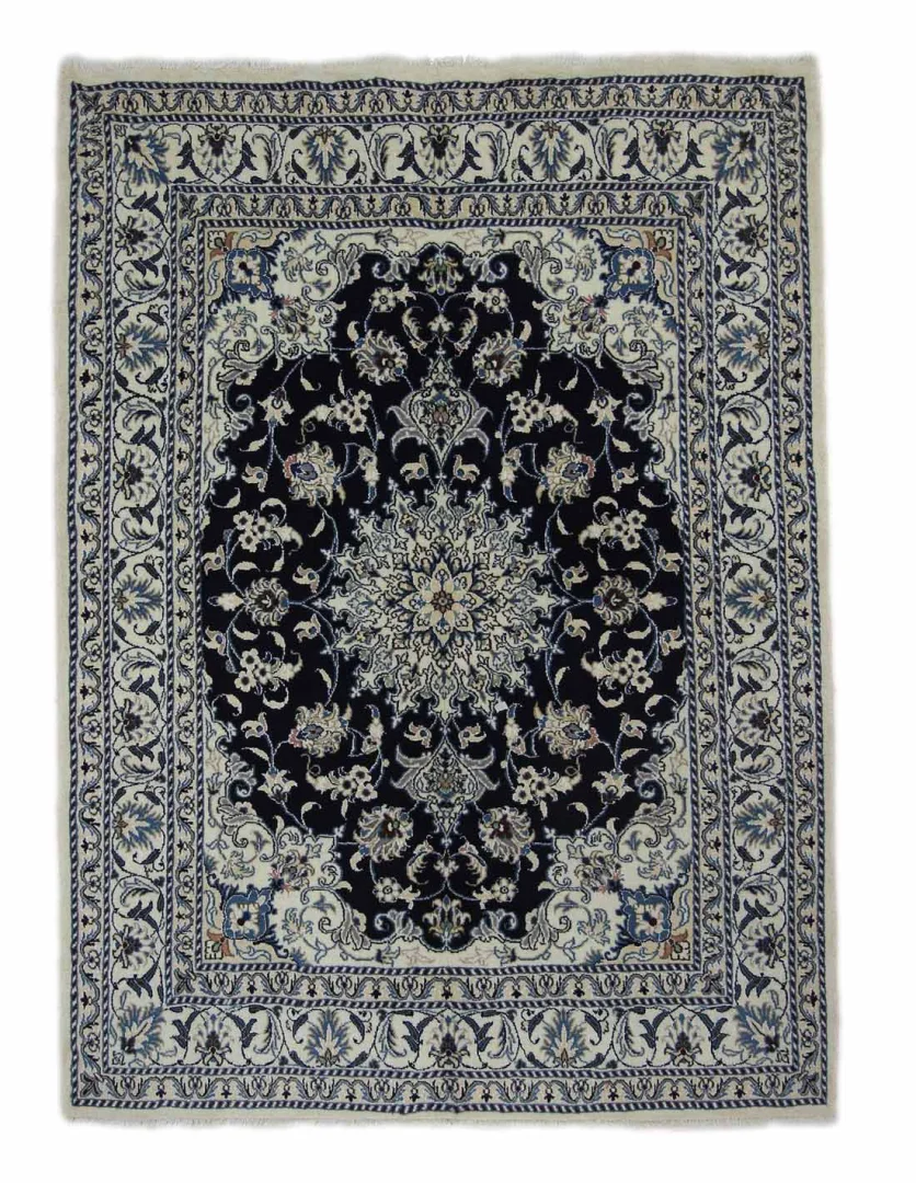 Nain Teppich 210 x 153 cm, 12-Lah, klassisches florales Muster, handgeknüpft, Perserteppich