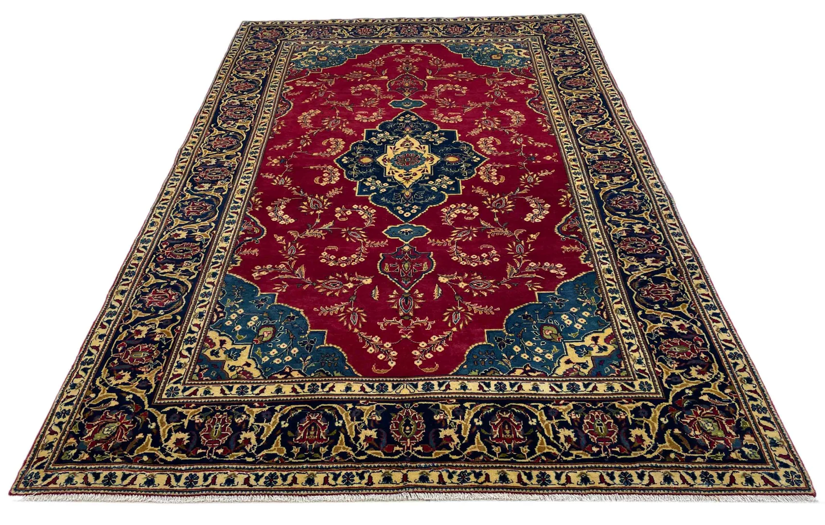Keshan-Teppich 318 x 203 cm – 180.000 Knoten/m² – Hochwertige Schafwolle – Handgeknüpft – Perserteppich