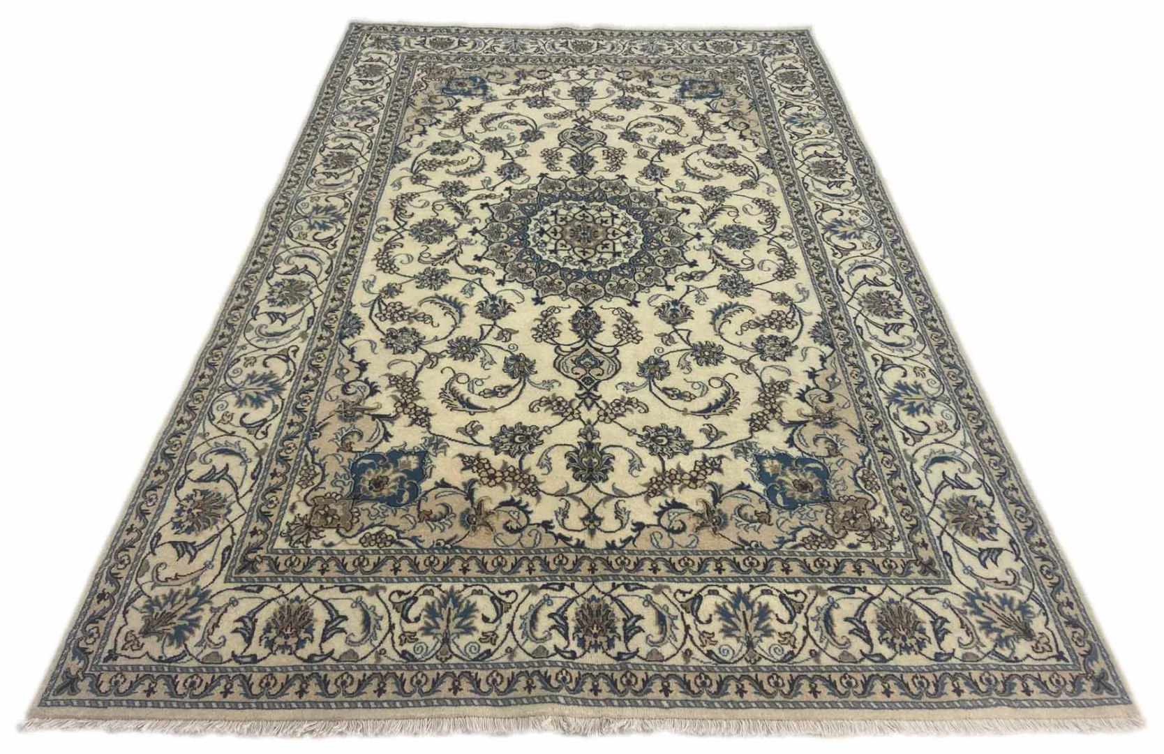 Nain Teppich 292 x 194 cm 12-La (ca. 200.000 Knoten/m²) Florales Medaillon – Handgeknüpft – Perserteppich