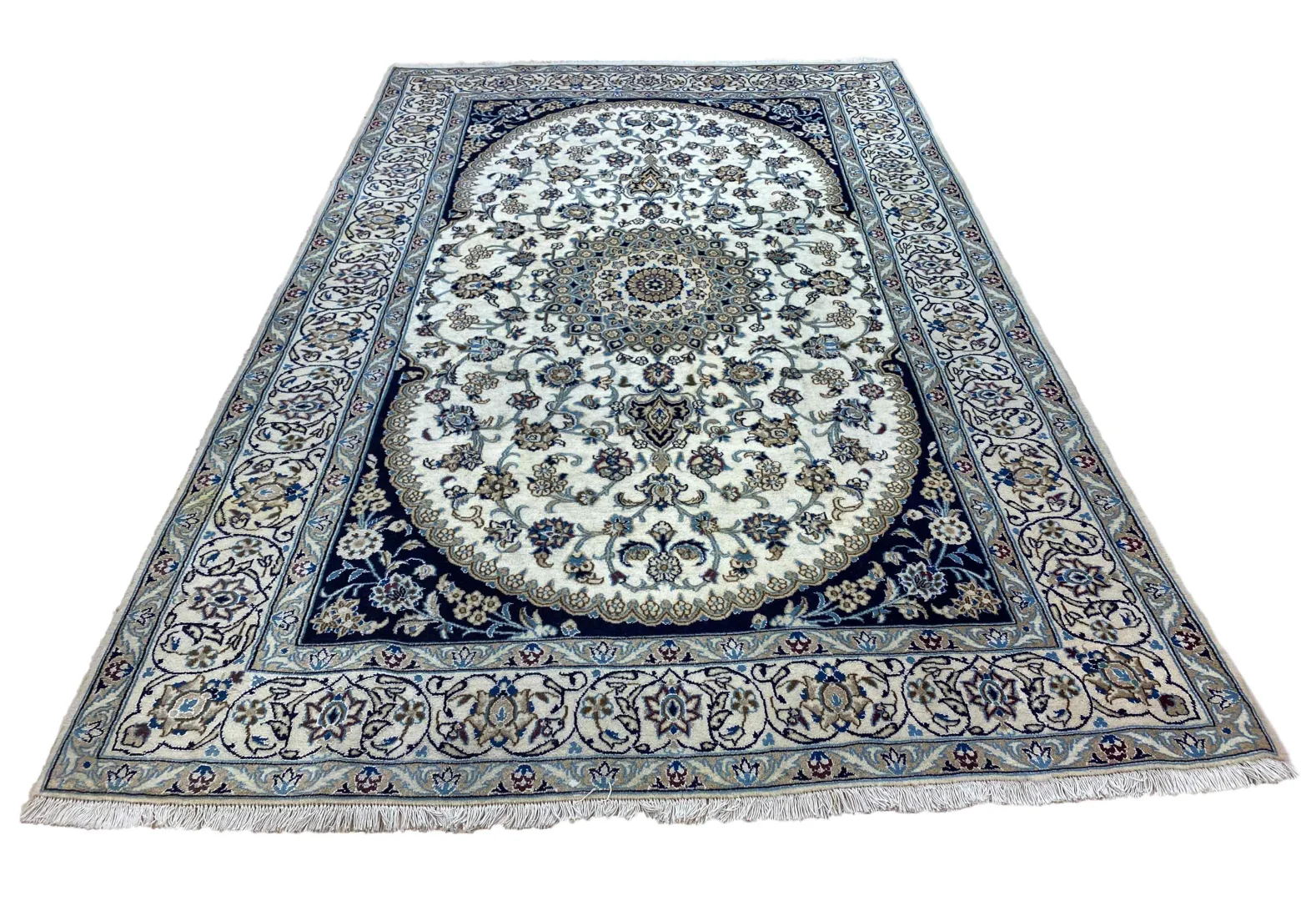 Nain Teppich 300 x 196 cm 12-La 200.000 Knoten/m² klassisches florales Muster, handgeknüpft, Perserteppich