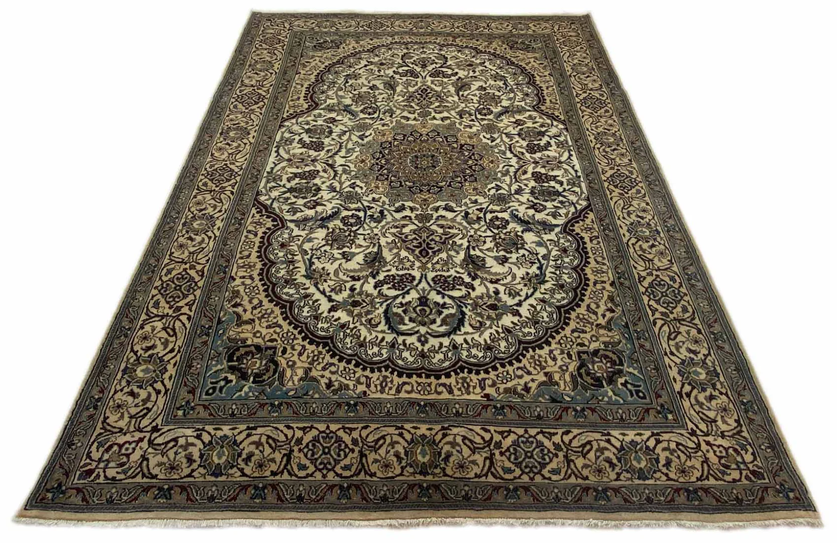 Nain Teppich 297 x 200 cm 12-La 200.000 Knoten/m² Klassisch florales Medaillon, handgeknüpft, Perserteppich