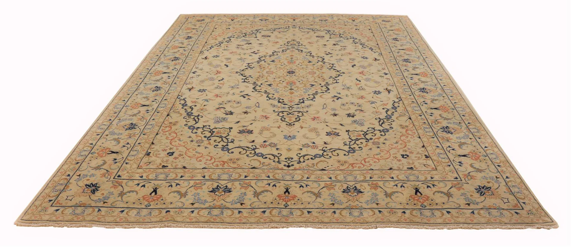 Keshan Perserteppich 370 x 243 cm - Hochwertige Wolle, Knotendichte 180.000 - Handgeknüpft