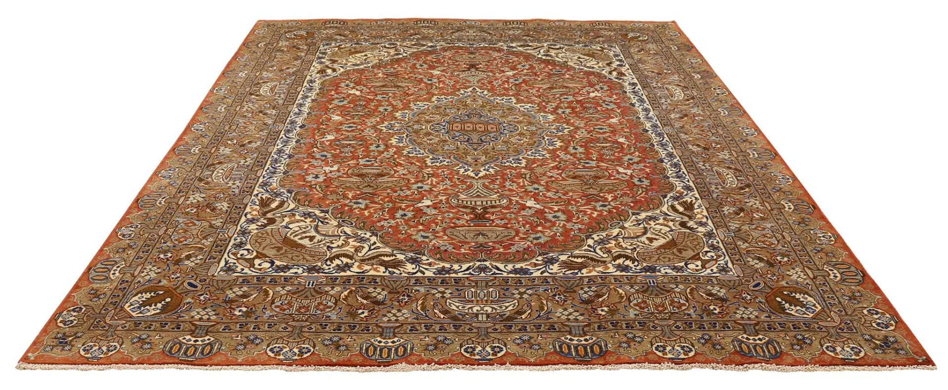 Kashmar Perserteppich 346 x 238 cm 200.000 Knoten/m²–Hochwertiger handgeknüpfter Teppich mit Zirkhaki-Muster und 200.000 - 300.000 Knoten/m²
