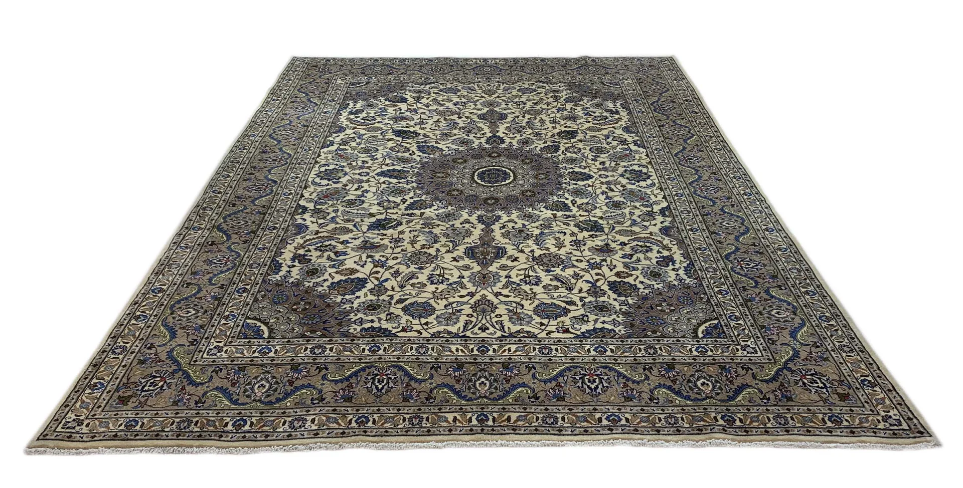 Kashmar Perserteppich 345 x 247 cm - 200.000 Knoten/m² - Zirkhaki-Muster - handgeknüpft