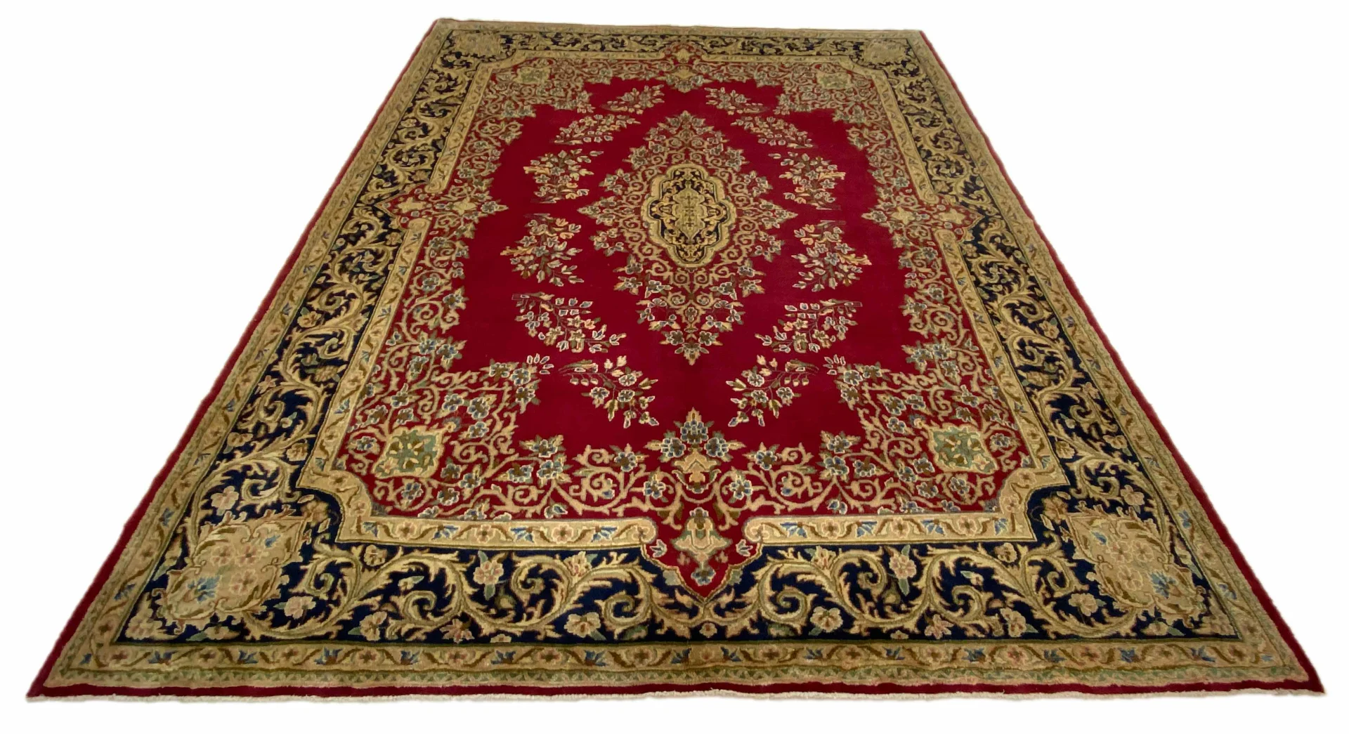Kerman Perserteppich 359 x 268 cm – 300.000 Knoten/m², großes Medaillon, florale Bordüre, handgeknüpft
