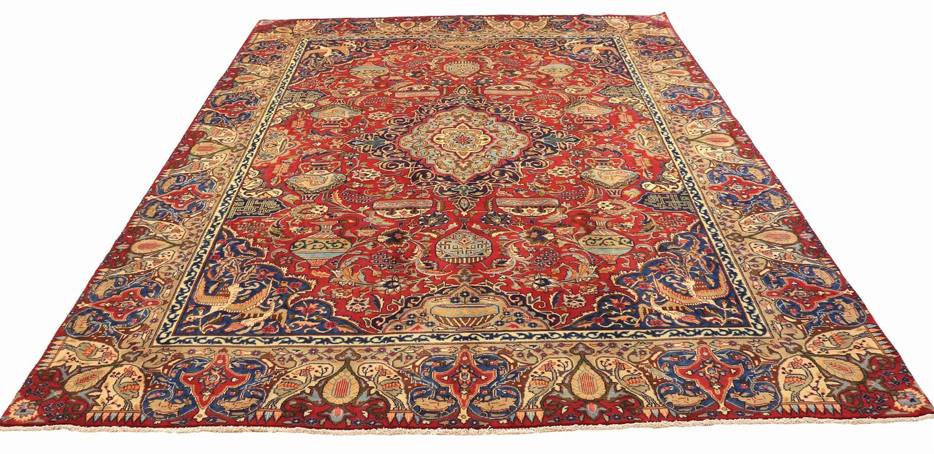 Kashmar Perserteppich 390 x 293 cm – 200.000 Knoten/m², Zirkhaki-Muster, handgeknüpft