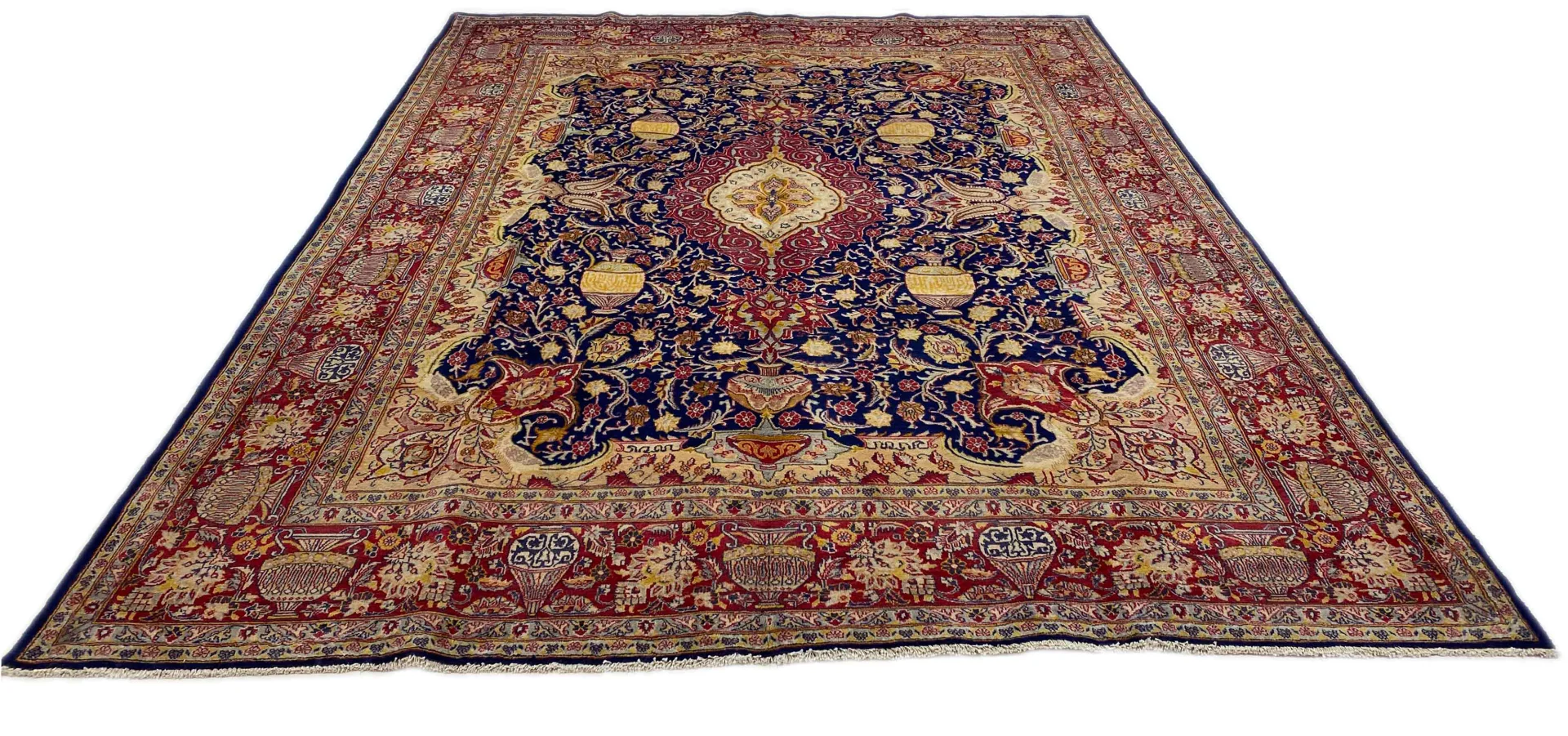 Kashmar Perserteppich 388 x 292 cm, Zirkhaki-Muster, 200.000 Knoten/m², handgeknüpft