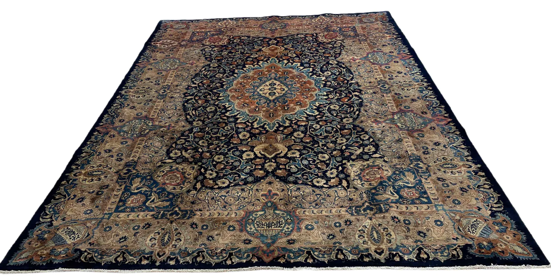 Kashmar Perserteppich 363 x 255 cm – 200.000 Knoten/m² – Zirkhaki-Muster, stilisierte Blumen – handgeknüpft