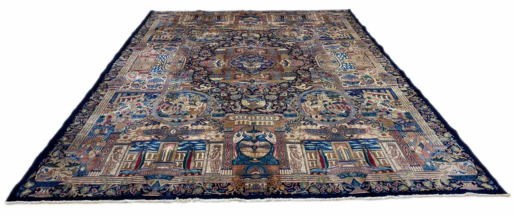 Kashmar Perserteppich 395 x 296 cm – Zirkhaki-Muster, 200.000 Knoten/m², handgeknüpft