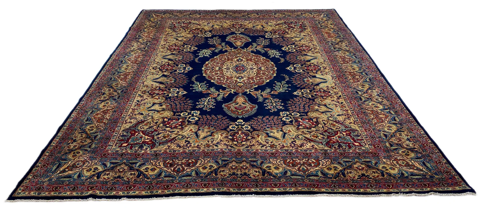 Kashmar Perserteppich 384 x 293 cm – Zirkhaki-Muster, 200.000 Knoten/m², handgeknüpft