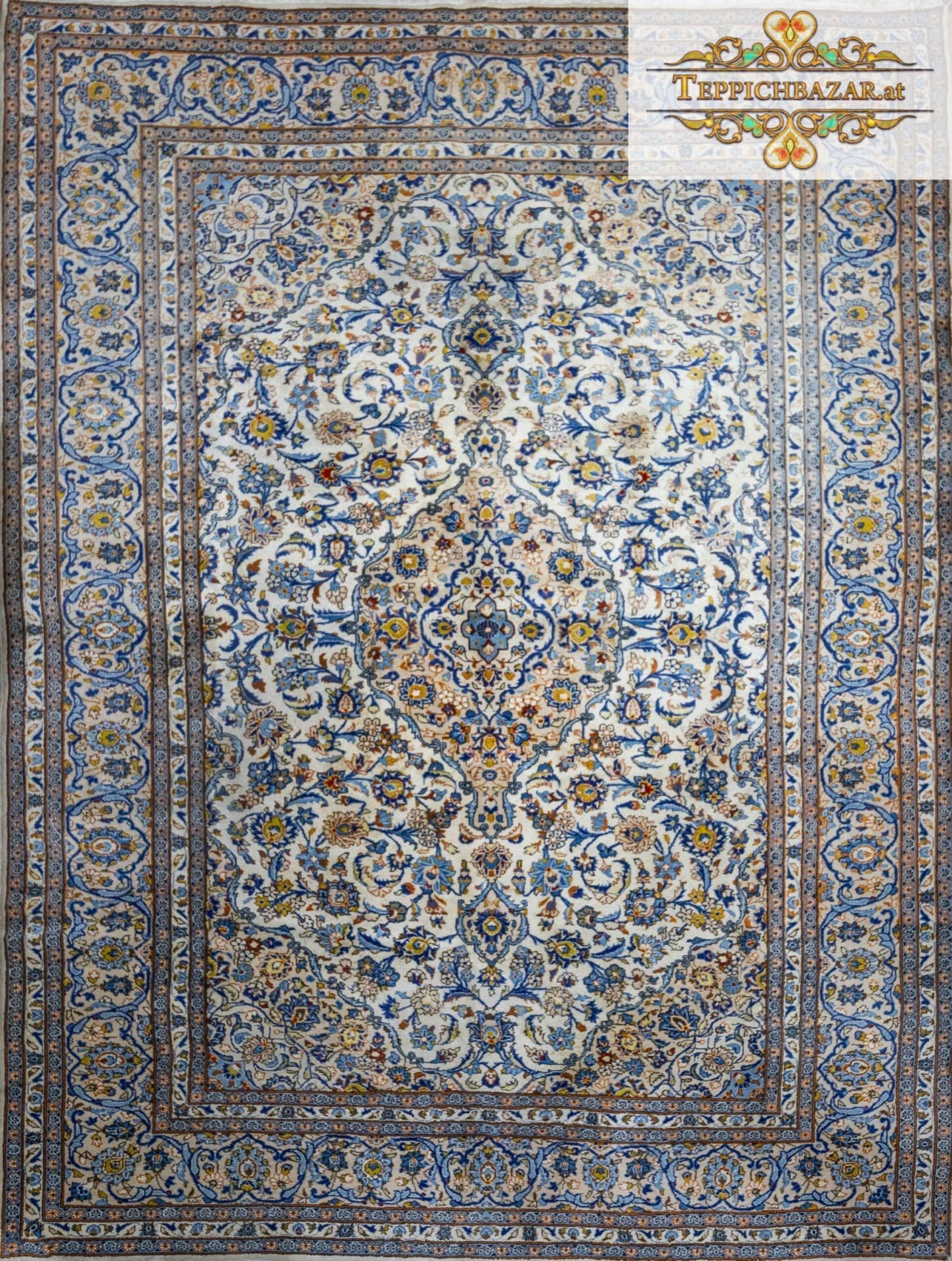 (Verkauft) W1(#376) 364×249cm Handgeknüpfter Kashan (Keshan) Perserteppich | Original aus Kashan, Persien