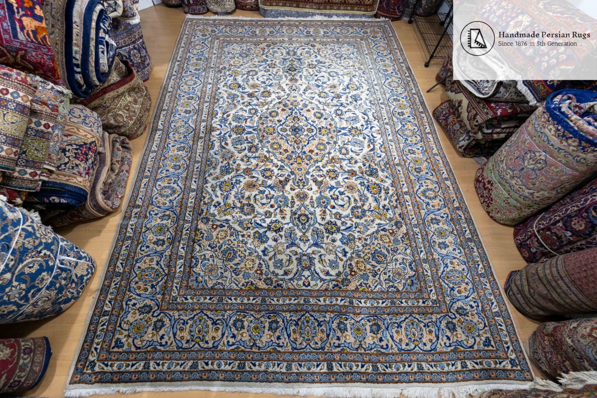 (Verkauft) W1(#376) 364×249cm Handgeknüpfter Kashan (Keshan) Perserteppich | Original aus Kashan, Persien