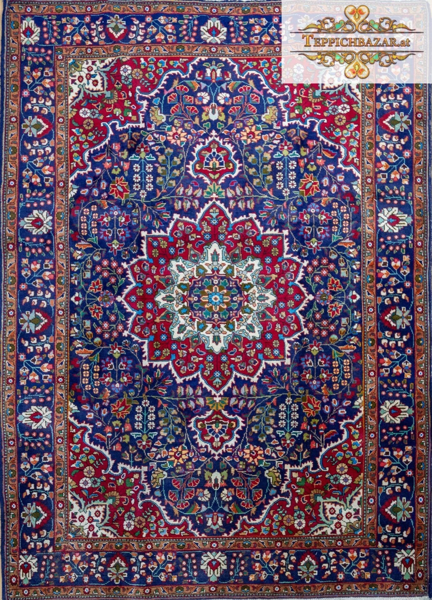 (Verkauft) W1(#378) 284x191cm Handgeknüpfter Perserteppich ECHTER Täbriz Medaillon Täbris