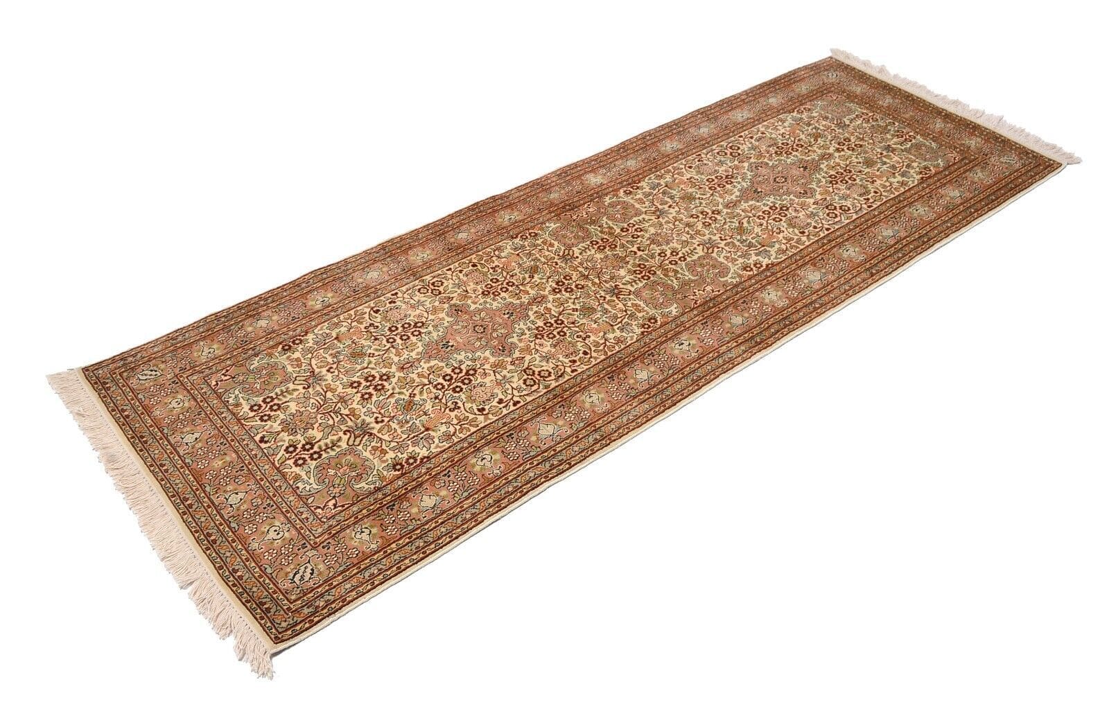 Handgeknüpfter Perserteppich 219x76 cm - 550.000 Knoten/m² - Floral - Kashmir Seide - Neu - Perfekter Zustand Läufer