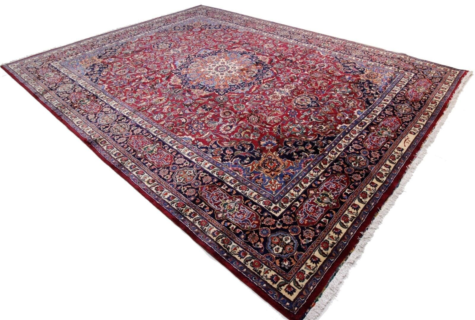 Original Handgeknüpfter Perserteppich Mashad 406 x 296 cm - Sehr Top Zustand, Fein, Handgeknüpft, Perserteppich