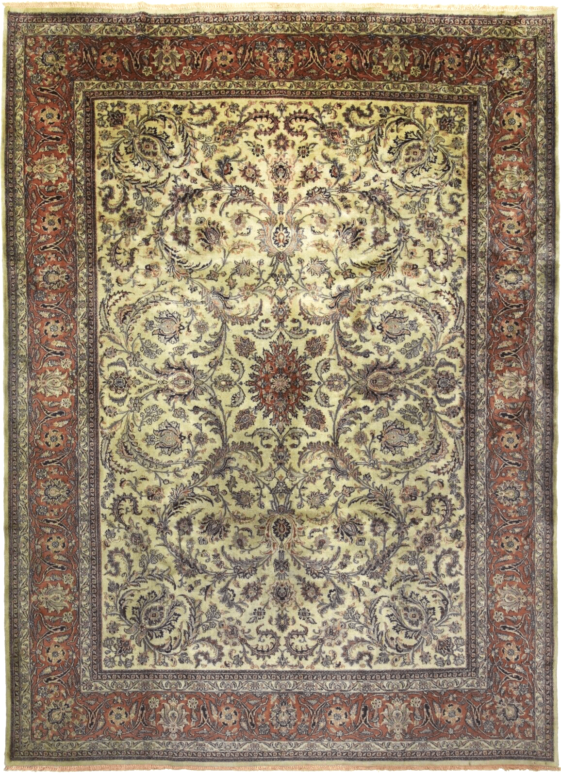 Indo Handgeknüpfter Perserteppich Agra 350 x 250 cm - Hochwertige Handarbeit, 100% handgeknüpft