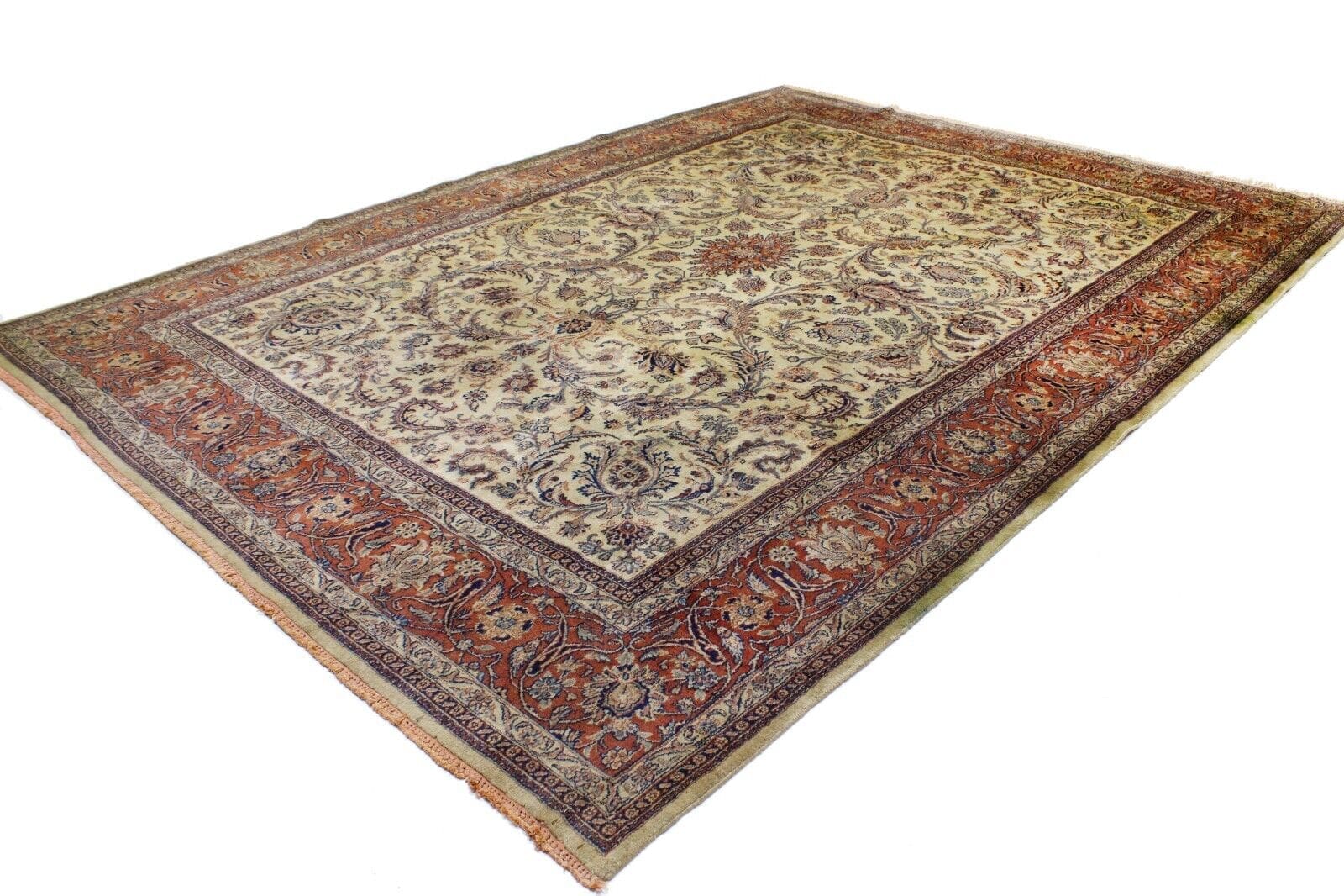 Indo Handgeknüpfter Perserteppich Agra 350 x 250 cm - Hochwertige Handarbeit, 100% handgeknüpft