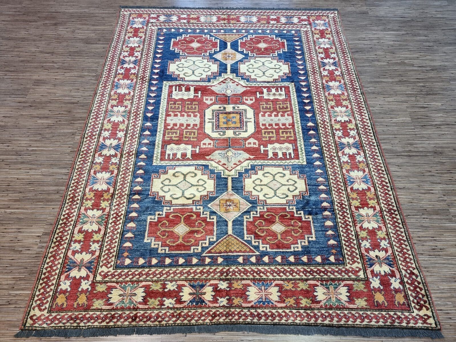 Wunderschöner Original Pakistanischer Kazak Teppich 231x175 cm² – Handgeknüpft, Hochwertiger Perserteppich