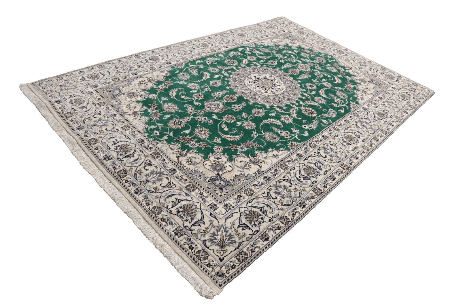 Perserteppich Nain 294 x 193 cm – 300.000 Knoten/m² – 90% Schurwolle, 10% Seide – Top Qualität, Neu, handgeknüpft