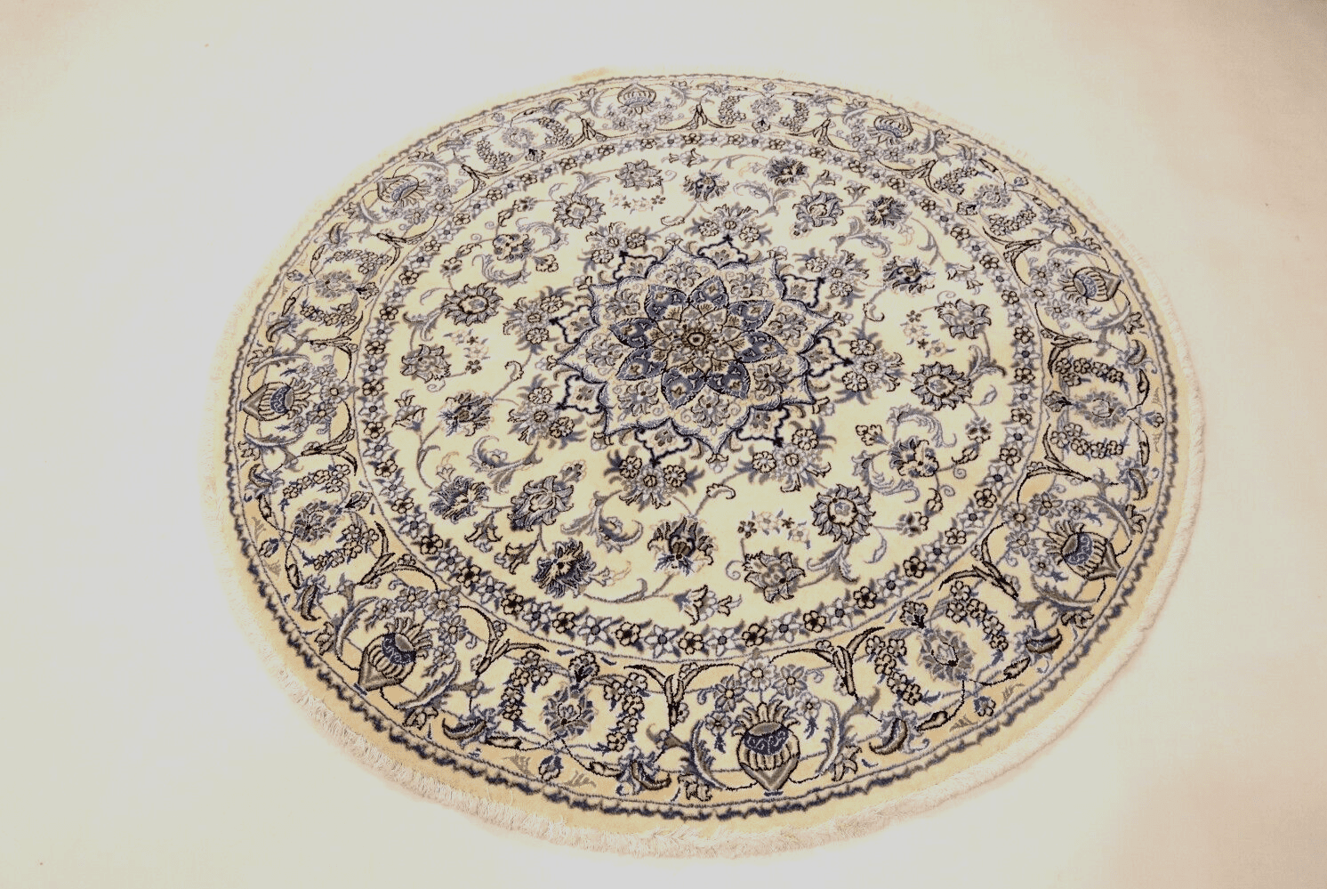 Runder Perserteppich 200 x 200 cm - 300.000 Knoten/m² - 90% Schurwolle, 10% Seide - Neu - Handgeknüpft