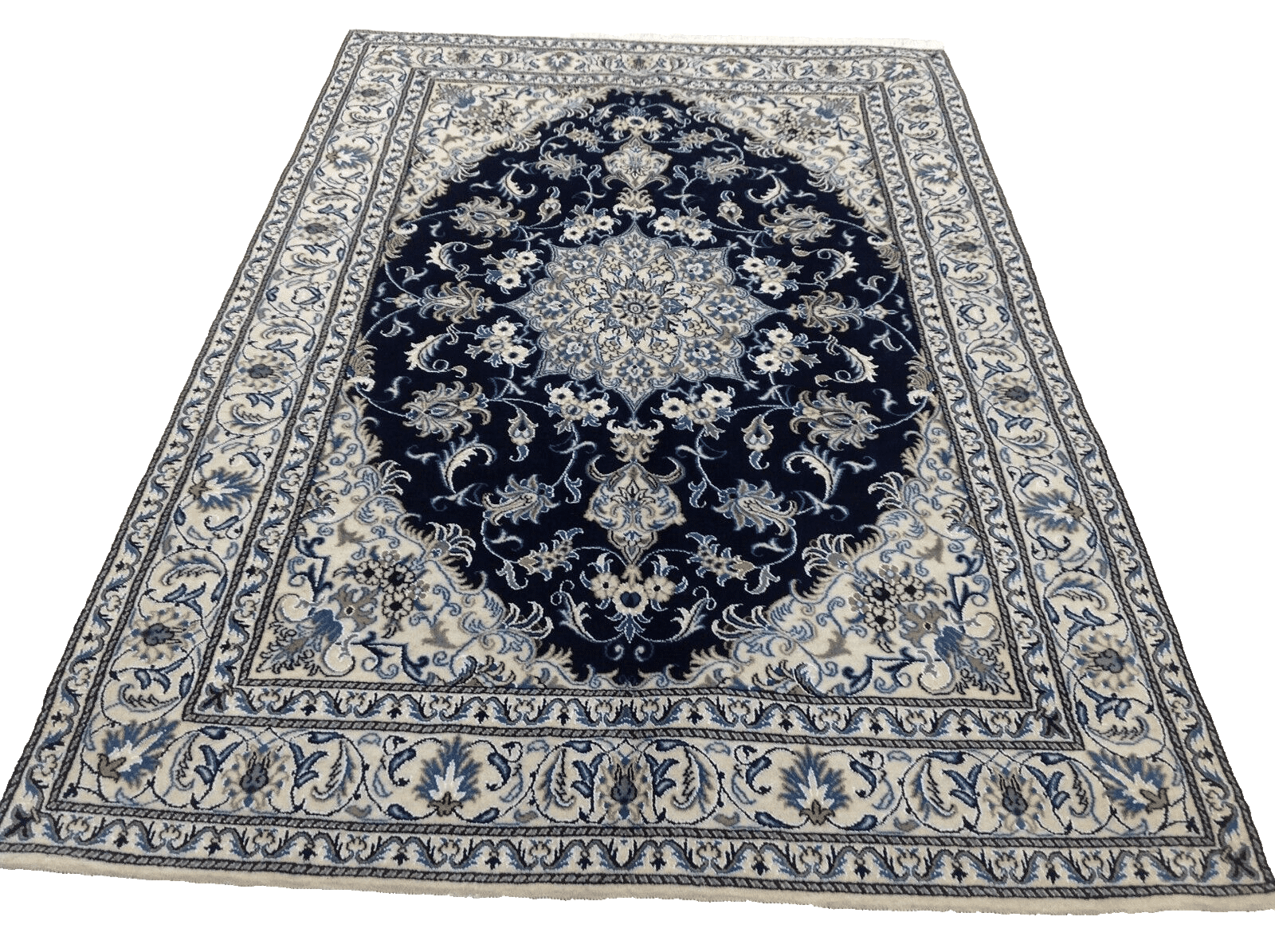 Wunderschöner Perserteppich Nain 245 x 164 cm - ca. 300.000 Knoten/m² - 90% Schurwolle, 10% Seide - Handgeknüpft - Neu