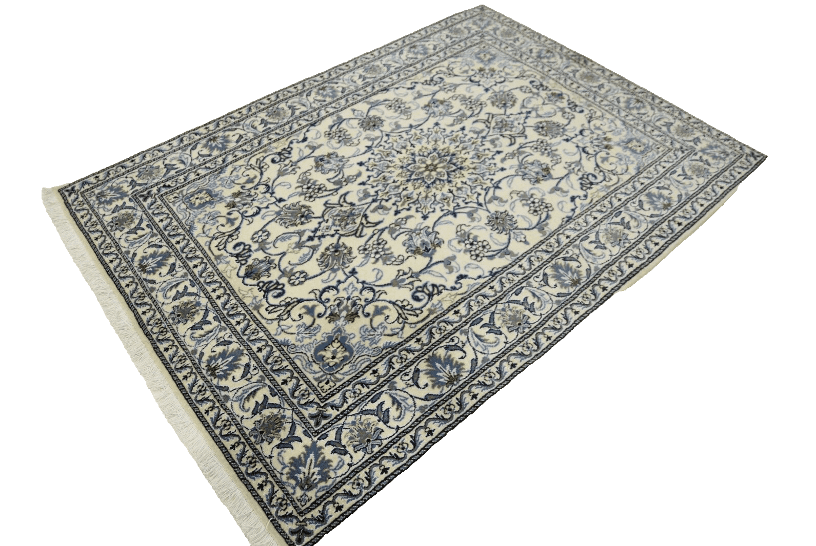 Orientteppich 207 x 148 CM, ca. 300000 Knoten/m², 90% Schurwolle, 10% Seide, sehr gut, handgeknüpft, Perserteppich