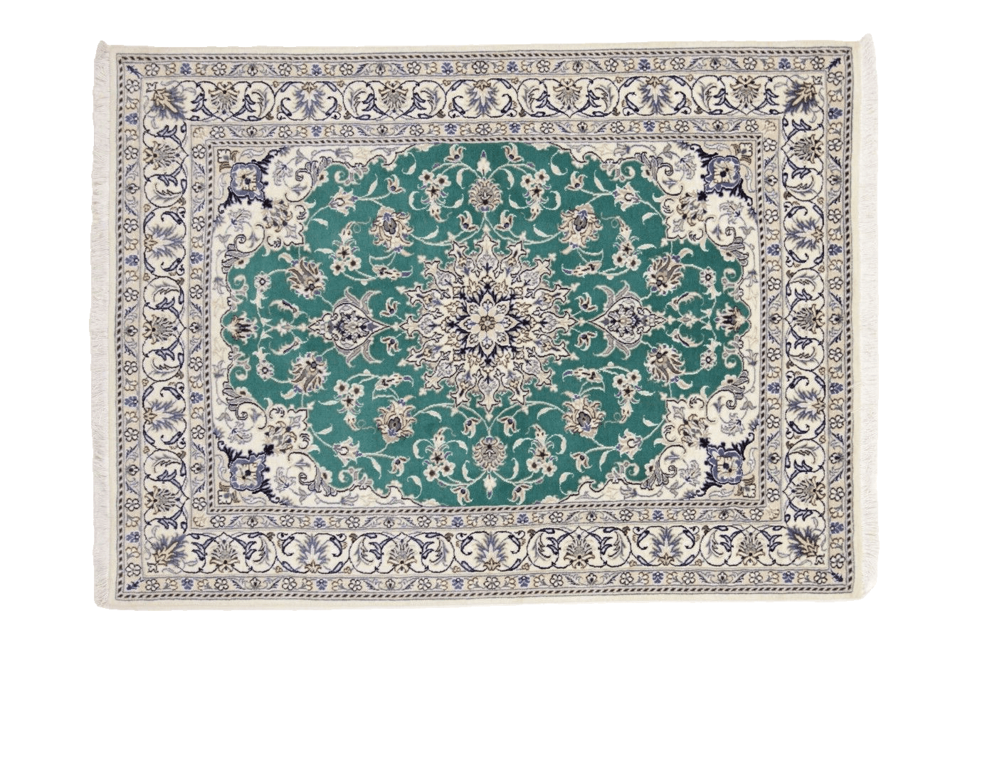 Wunderschöner Orientteppich super Nain 200x150 cm – 300.000 Knoten/m² – 90% Schurwolle, 10% Seide – Handgeknüpft – Perserteppich