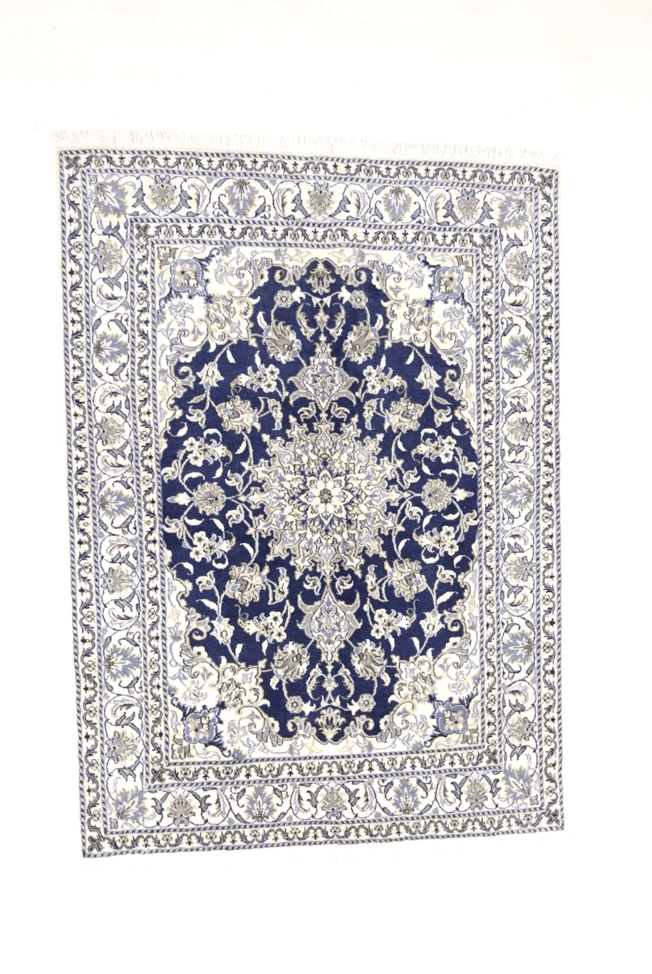 Wunderschöner Orientteppich Super Nain mit Seide 204 x 144 CM, 300.000 Knoten/m², Handgeknüpft, Perserteppich