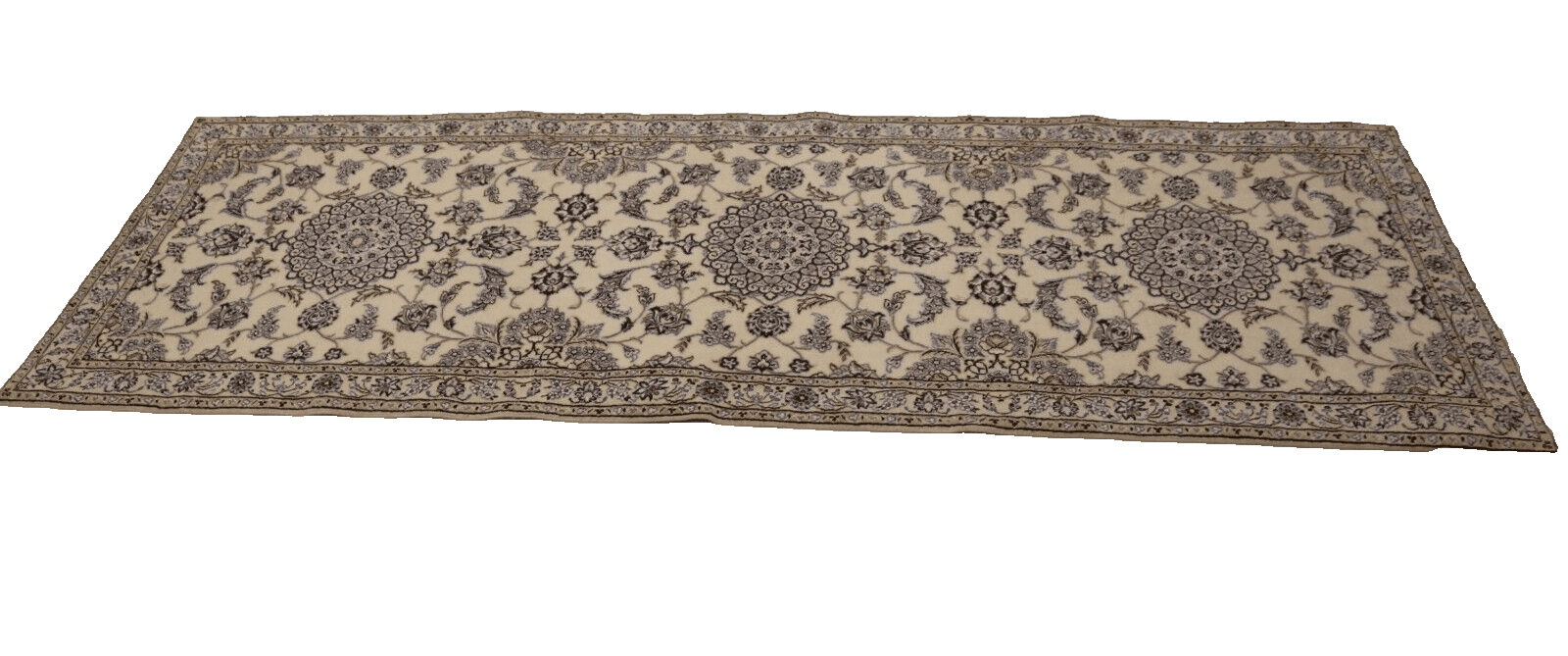 Wunderschöner Super Nain 9 La Perserteppich – 282 x 95 cm, 500.000 Knoten/m², 90 % Schurwolle & 10 % Seide, Handgeknüpft Läufer