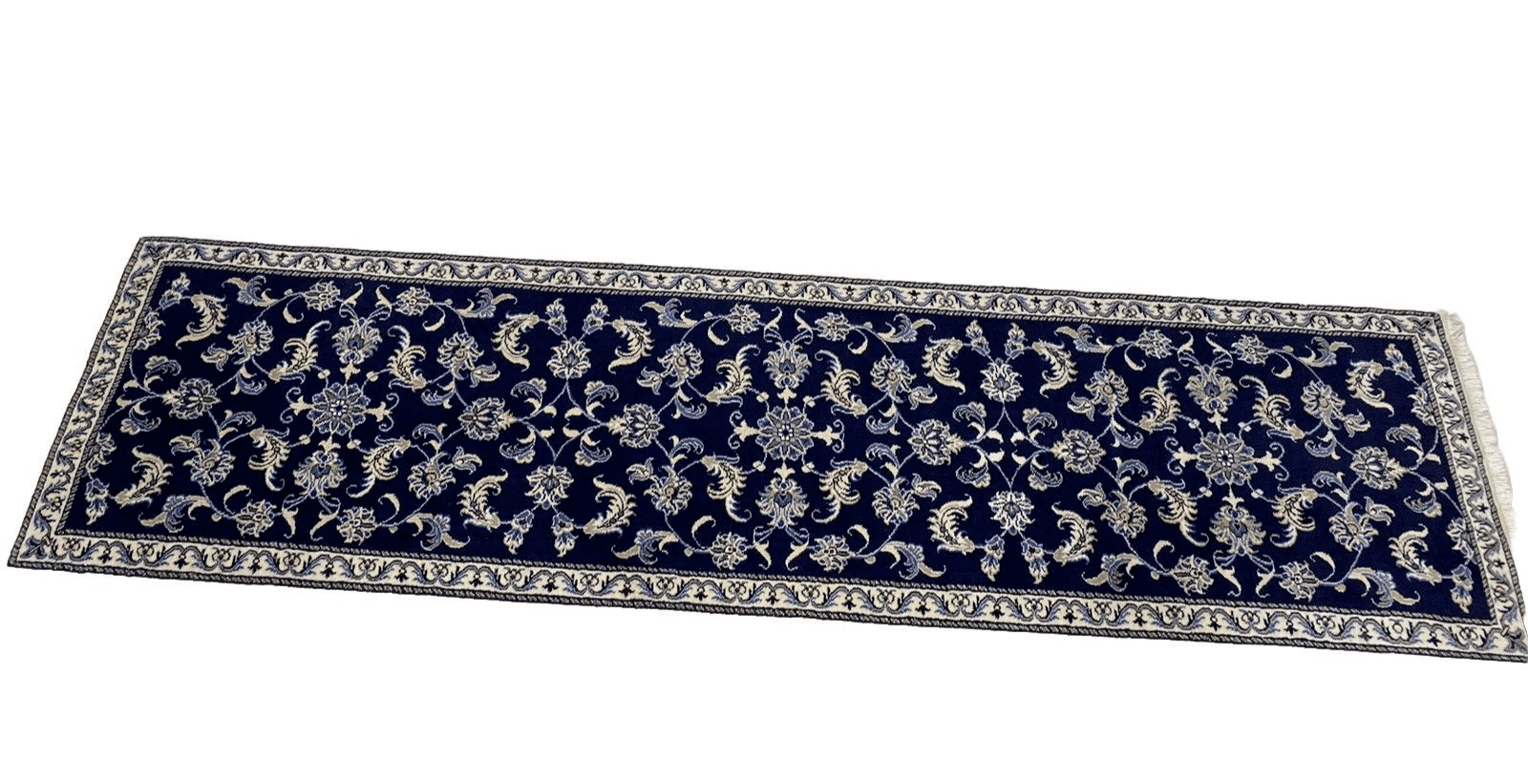 Orientteppich Super Nain mit Seide, 297 x 77 cm, ca. 300.000 Knoten/m², 90% Schurwolle, 10% Seide, handgeknüpft, Perserteppich